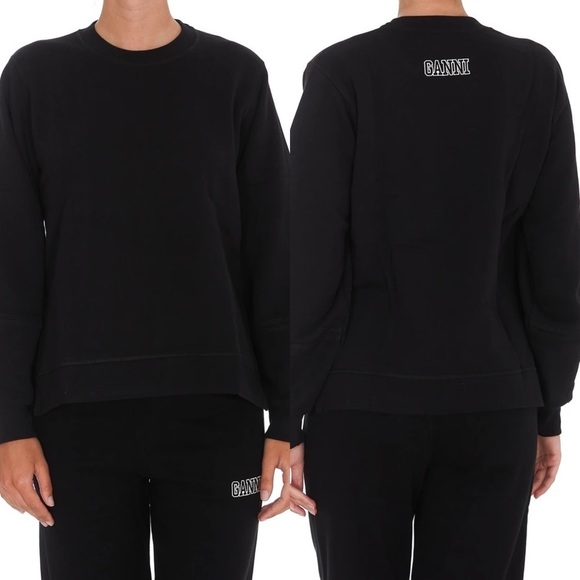 Ganni Tops - Ganni Software Isoli Puff Sleeve Sweatshirt Black